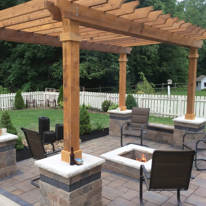 75 Patio with a Fire Pit and a Pergola Ideas You'll Love September