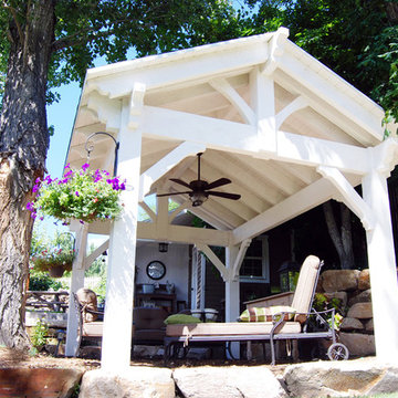 White 12' x 14' Timber Frame Pavilion