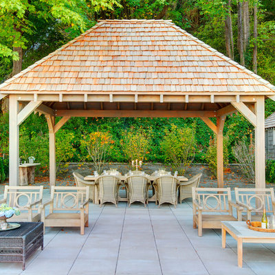 Inspiration for a timeless patio remodel in Seattle with a gazebo
