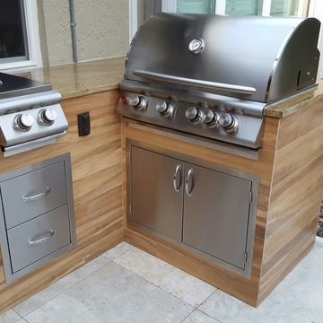 Wood-Look Tile Outdoor BBQ Kitchen