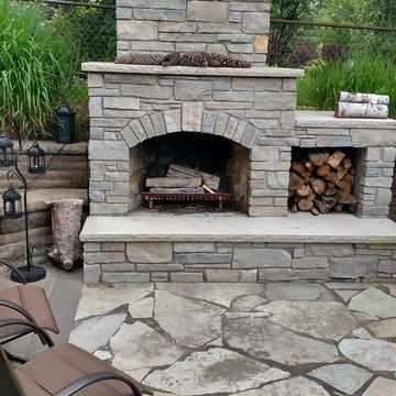 Woodbury Pond, Waterfall and Outdoor Patio Fireplace