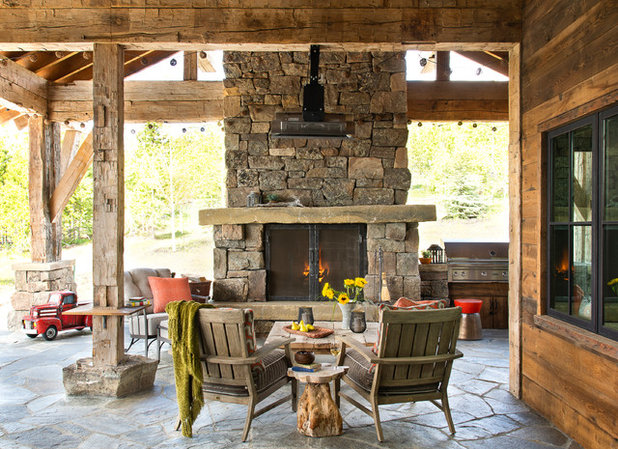 Rustic Patio by North Fork Builders of Montana, Inc.