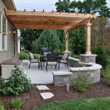 Yorkville - Pergola with Seat Wall & Driveway Borders