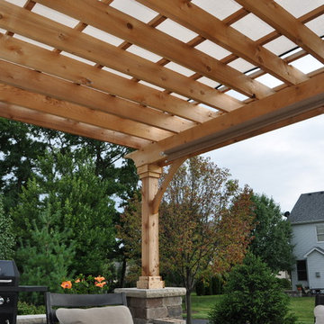 Yorkville - Pergola with Seat Wall & Driveway Borders