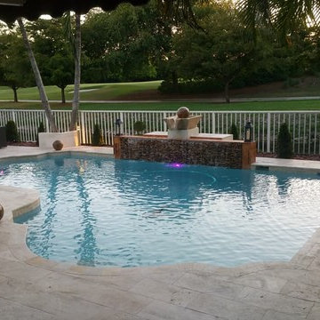 BEAUTIFUL POOL/DECK/CASCADE DESIGN WITH A CRYING WALL IN DORAL, FLORIDA 2017