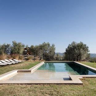 Foto di una piscina monocorsia country personalizzata dietro casa