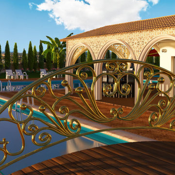 Design de villa - Pont au dessus de la piscine