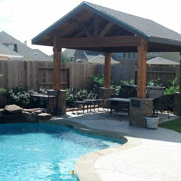 12'x12' Cedar Double Gable Cabana with Exposed Beams