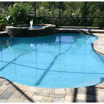 150 - Gated freeform pool with water feature in jacuzzi