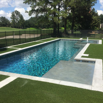 380 - Modern Custom Pool with Spa, Water Features and Artificial Turf