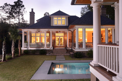 Inspiration for a timeless indoor rectangular pool remodel in Charleston