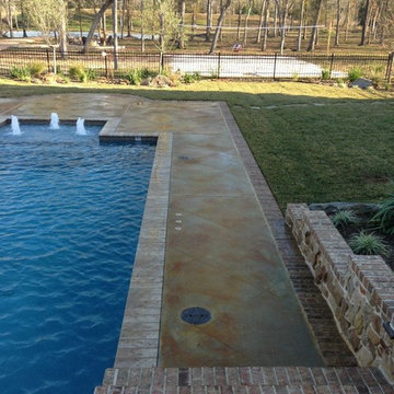 Acid Stained & Saw Cut Pattern for Pool Deck