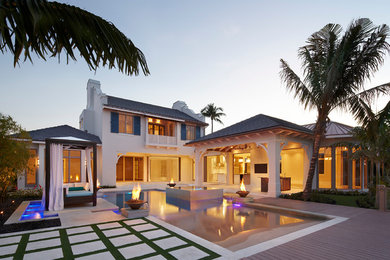 Pool - tropical pool idea in Miami with decking