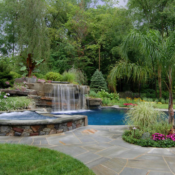 Allendale NJ - Design-Inground Swimming Pool Waterfalls with Spa