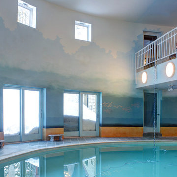 Aqua Ombre Paint Finish on Indoor Pool Walls