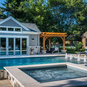 Arlington Heights, IL Swimming Pool and Separate Raised Hot Tub
