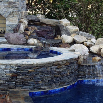 Augusta Natural Stone Veneer Pool and Waterfall