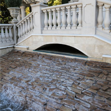 Babbling brook and Bridge with Napa Cast Stone Baluster.