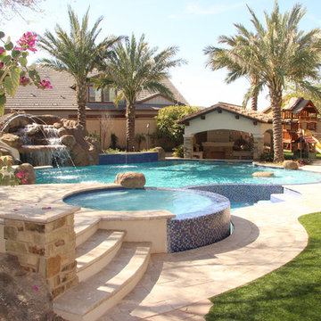 Backyard Oasis - Pool, Spa, Swim-Up Bar, Grotto, Slides & Water Features