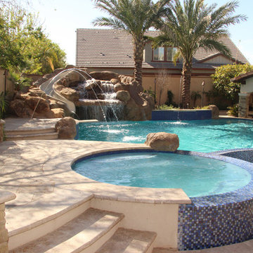 Backyard Oasis - Pool, Spa, Swim-Up Bar, Grotto, Slides & Water Features