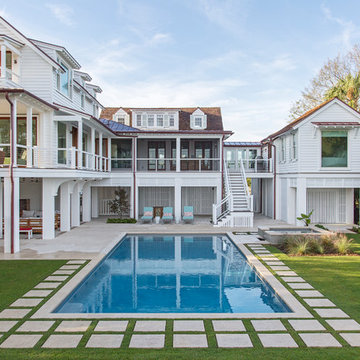 Backyard Pool Living Area Hottub In Ground