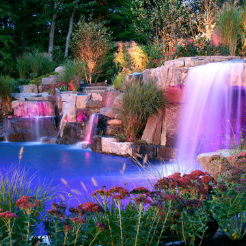 Backyard Swimming Pool Waterfall & Grotto Design- Bergen County NJ