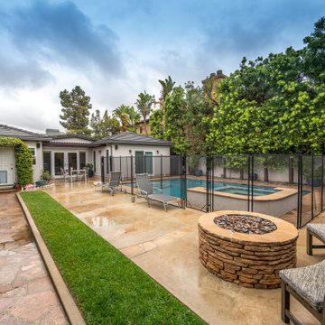 Backyard with Pool and Fire Pit | Home Addition & Remodel | Brentwood