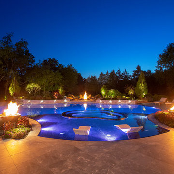 Barrington Hills, IL Freeform Perimeter Overflow with Perimeter Overflow Hot Tub