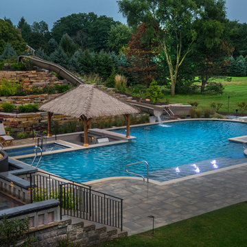Barrington Hills Swimming Pool, Hot Tub, Sunken Bar and Slide