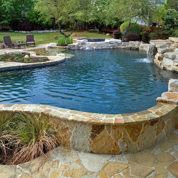 Beach Entry Pool With Waterfall