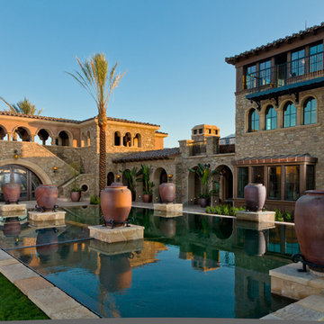 Beautiful Mediterranean Stone Exterior Backyard