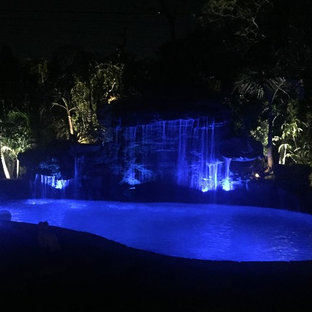 Before & After - Naturalistic Pool with waterfalls & movie screen in West LA, CA