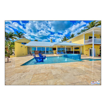 Bennett Nokomis, FL Custom Court Yard Swimming Pool & Spa With Raise Beach Area.