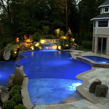 Bergen County, NJ Vanishing Edge Inground Swimming Pool Design & Installation