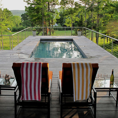 Pool - contemporary pool idea in Boston with decking
