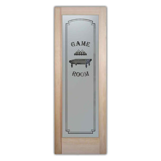 BILLIARDS Glass Pantry Door with Frosted Glass - Eclectic - Swimming ...