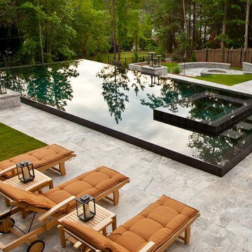 Black Reflective Infinity Edge Contemporary Pool