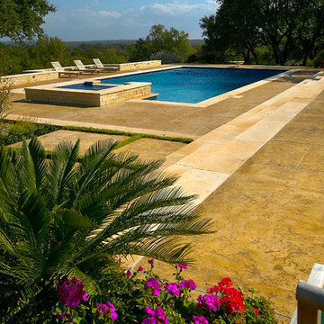 Boerne Large Rectangle Diving Pool/All Tile Spa/Outdoor Living