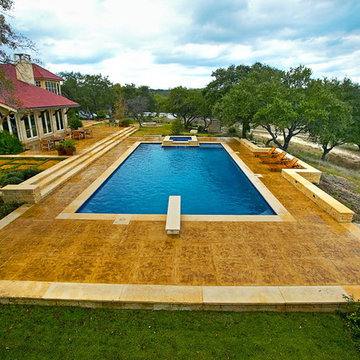 Boerne Large Rectangle Diving Pool/All Tile Spa/Outdoor Living