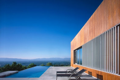 Example of a minimalist rectangular infinity pool design in Los Angeles