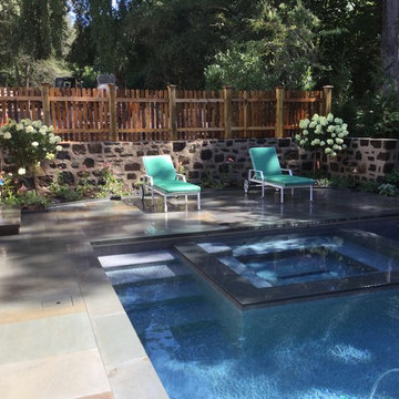 Bryn Mawr house and pool stonework