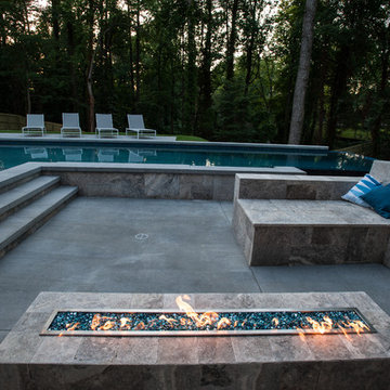 Buckhead Steep Slope Infinity Pool with Seat Wall & Fire Pit