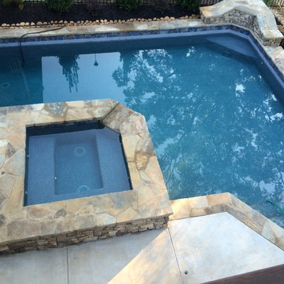 Small arts and crafts backyard custom-shaped natural pool photo in Atlanta with decking