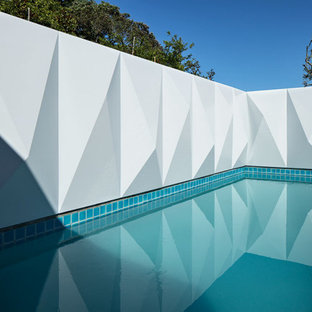 Esempio di una piscina minimal rettangolare di medie dimensioni e in cortile con pedane