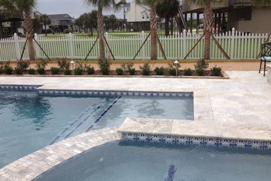 Design ideas for a coastal swimming pool in Houston.
