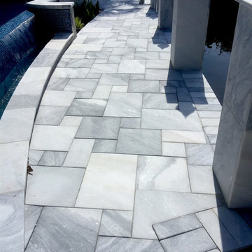 Carrera White Marble Pool Deck Pavers