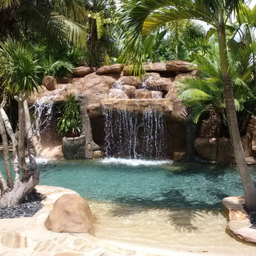 Cascading Rock Waterfall Pool feature