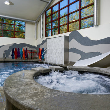 Cedar Grove, WI Indoor Swimming Pool and Hot Tub with Waterwall Water Feature