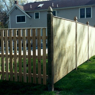 Cedar Solid Board Privacy Fence with Spaced Board
