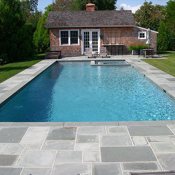 Classic Rectangular Pool with Built-In Spa in Southampton, NY